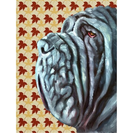 Carolines Treasures Neapolitan Mastiff Fall Leaves Flag Canvas House Size LH9554CHF
